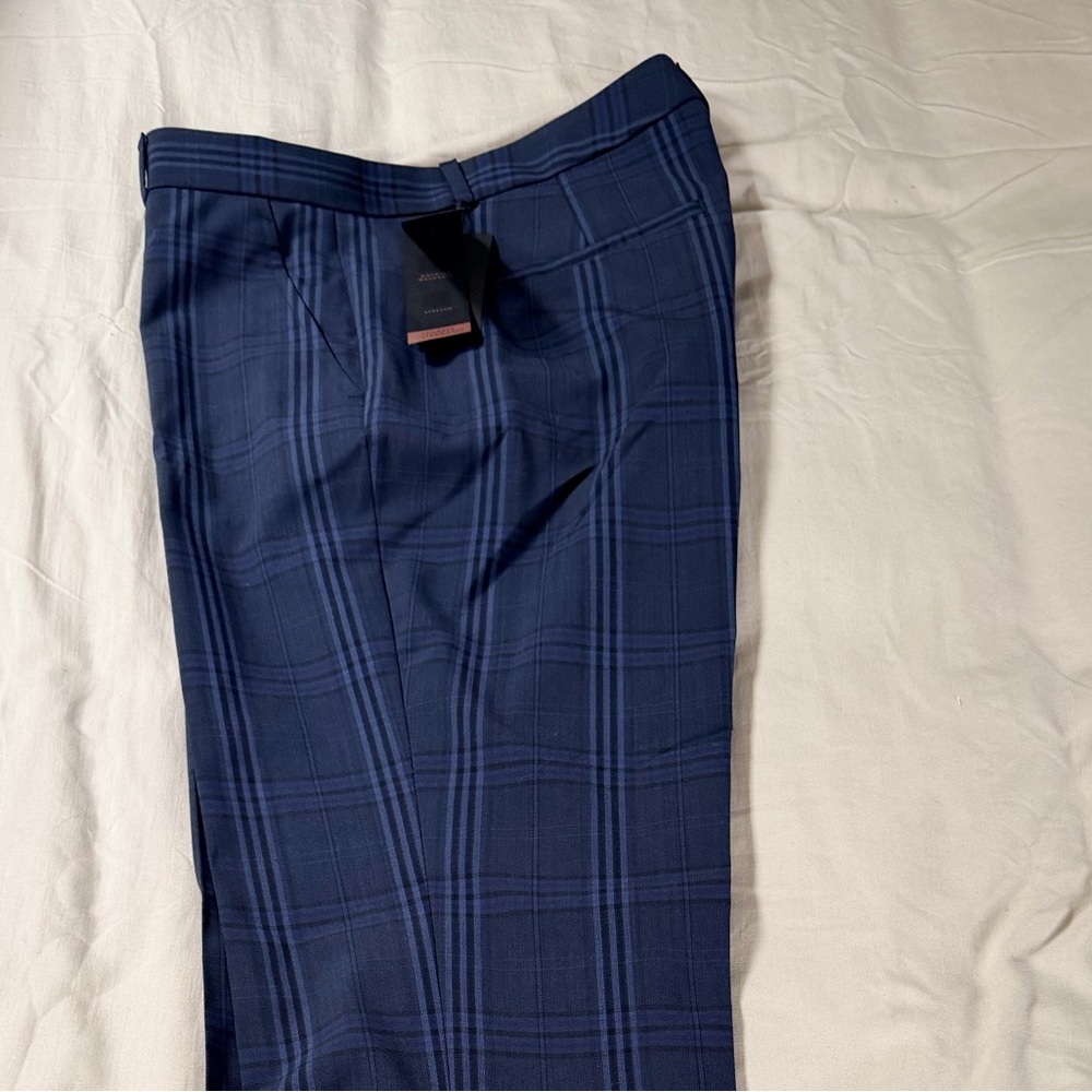 Navy Plaid Trousers - Picture 3 of 4